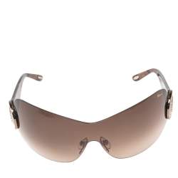 Chopard Brown SCH 939 S Crystal Embellished Gradient Shield Sunglasses