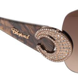 Chopard Brown SCH 939 S Crystal Embellished Gradient Shield Sunglasses