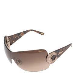 Chopard Brown SCH 939 S Crystal Embellished Gradient Shield Sunglasses
