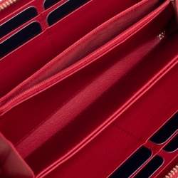 Chopard Red Embossed Leather Zip Around Continental Wallet