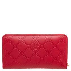 Chopard Red Embossed Leather Zip Around Continental Wallet