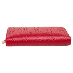 Chopard Red Embossed Leather Zip Around Continental Wallet