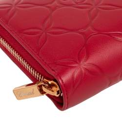 Chopard Red Embossed Leather Zip Around Continental Wallet