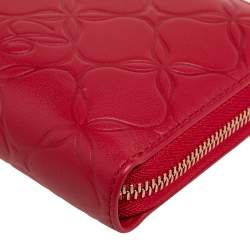 Chopard Red Embossed Leather Zip Around Continental Wallet