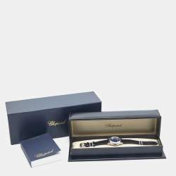 Chopard Blue Stainless Steel Alligator Leather Happy Sport 278559-3008 Women's Wristwatch 36 mm