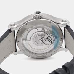 Chopard Blue Stainless Steel Alligator Leather Happy Sport 278559-3008 Women's Wristwatch 36 mm