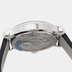 Chopard Blue Stainless Steel Alligator Leather Happy Sport 278559-3008 Women's Wristwatch 36 mm