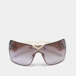 Chopard White/Brown Gradient SCH999S Crystals Shield Sunglasses