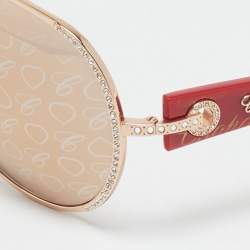 Chopard Red/Brown SCH 9400 Crystals Aviators Sunglasses