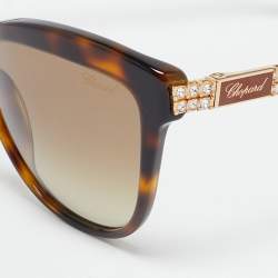 Chopard Tortoise Brown Gradient SCH189S Crystals Cat Eye Sunglasses