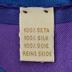 Pre Owned Chopard Blue/Multicolor Logo Print Silk Scarf 