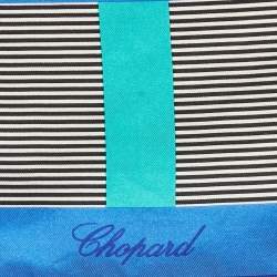 Pre Owned Chopard Blue/Multicolor Logo Print Silk Scarf 