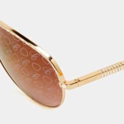 مملوكة مسبقًا Chopard Gold Tone/Pink Gradient Crystal SCH8070 Special Edition Aviator Sunglasses