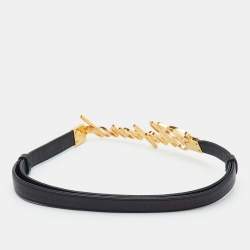 Pre Owned Chopard 100CM Black Leather Logo Buckle Adjustable Waist Belt