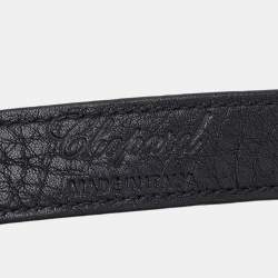 Pre Owned Chopard 100CM Black Leather Logo Buckle Adjustable Waist Belt