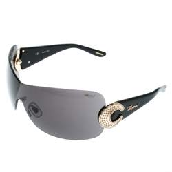 Chopard Black SCH939S Embellished Shield Sunglasses