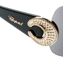 Chopard Black SCH939S Embellished Shield Sunglasses