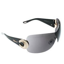 Chopard Black SCH939S Embellished Shield Sunglasses