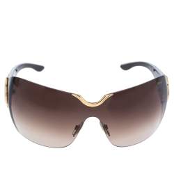 Chopard Gold/Brown Gradient SCH 883S Crystal Embellished Shield Sunglasses