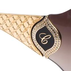 Chopard Gold/Brown Gradient SCH 883S Crystal Embellished Shield Sunglasses