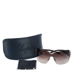 Chopard Gold/Brown Gradient SCH 883S Crystal Embellished Shield Sunglasses