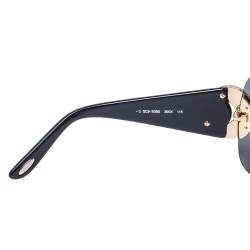 Pre Owned Chopard Black/ Grey Crystal Embellished SCH939S Shield Sunglasses