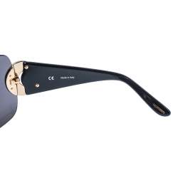 Pre Owned Chopard Black/ Grey Crystal Embellished SCH939S Shield Sunglasses
