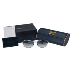 Chopard Crystal Embellished Silver Tone/ Blue Gradient SCH 866s Aviator Sunglasses