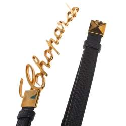 Chopard Black Leather Logo Buckle Adjustable Belt 105CM 
