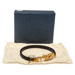 Chopard Black Leather Logo Buckle Adjustable Belt 105CM 