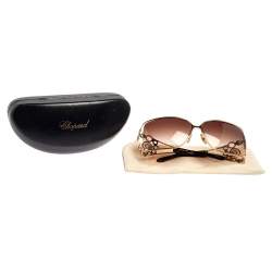 Chopard Brown/Gold SCH 699S Crystal Embellished Gradient Oversized Sunglasses