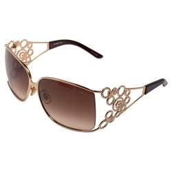 Chopard Brown/Gold SCH 699S Crystal Embellished Gradient Oversized Sunglasses