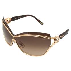 Pre Owned Chopard Copper Gold/Brown Gradient SCHA61S Shield Sunglasses