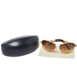 Pre Owned Chopard Crystal & Faux Pearl studded / Brown Gradient 803 Aviator Sunglasses
