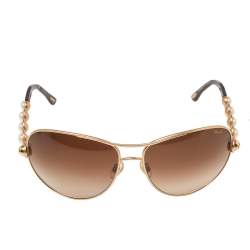 Pre Owned Chopard Crystal & Faux Pearl studded / Brown Gradient 803 Aviator Sunglasses
