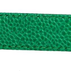 Pre Owned Chopard Green Grained Leather Logo Buckle Adjustable Belt 105CM