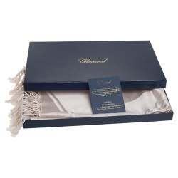 Pre Owned Chopard Beige Logo Jacquard Silk Signature Stole