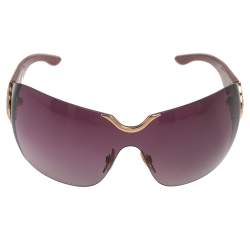 Chopard Gold/Burgundy Gradient SCH 883S Crystal Embellished Shield Sunglasses