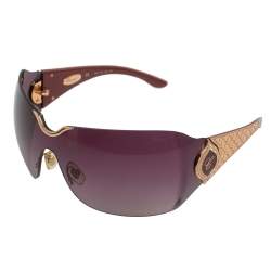Chopard Gold/Burgundy Gradient SCH 883S Crystal Embellished Shield Sunglasses