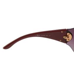 Chopard Gold/Burgundy Gradient SCH 883S Crystal Embellished Shield Sunglasses