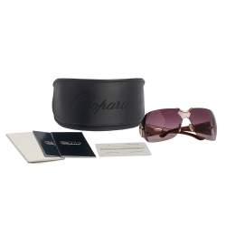 Chopard Gold/Burgundy Gradient SCH 883S Crystal Embellished Shield Sunglasses