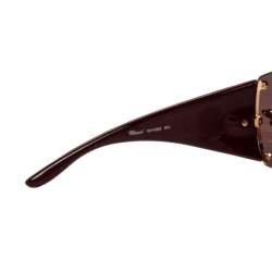Pre Owned Chopard Gold Monogram SCH632 Shield Sunglasses