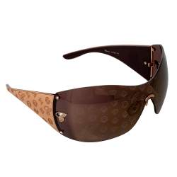 Pre Owned Chopard Gold Monogram SCH632 Shield Sunglasses