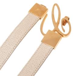 Chopard Metallic White Textured Leather Miss Happy Belt 115CM