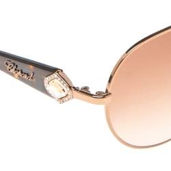 Pre Owned Chopard Brown Havana Crystal Embellished / Brown Gradient SCH 997S Aviator Sunglasses