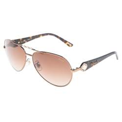 Pre Owned Chopard Brown Havana Crystal Embellished / Brown Gradient SCH 997S Aviator Sunglasses