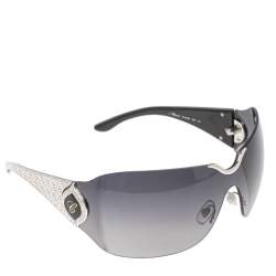 Pre Owned Chopard Silver Crystal Emellished SCH 883S Shield Sunglasses