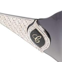 Pre Owned Chopard Silver Crystal Emellished SCH 883S Shield Sunglasses