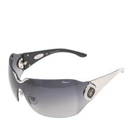 Pre Owned Chopard Silver Crystal Emellished SCH 883S Shield Sunglasses