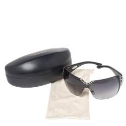 Pre Owned Chopard Silver Crystal Emellished SCH 883S Shield Sunglasses